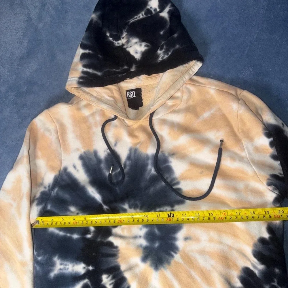 RSQ black and beige tie-dye hoodie